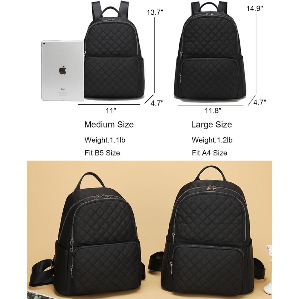 Durable Water-Resistant Backpack With Quilted Des… - image 2